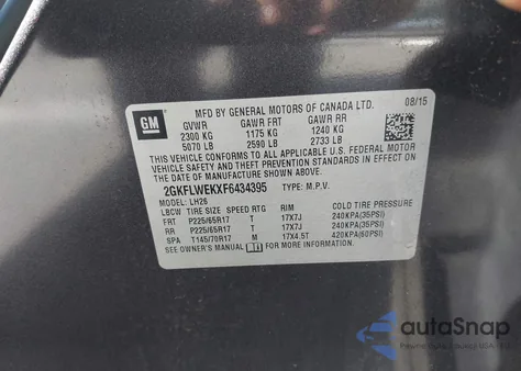 2015 GMC Terrain Sle-2 from USA, damaged, VIN 2GKFLWEKXF6434395